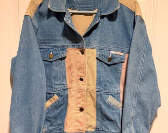 Vintage TOGETHER Patchwork Denim Jacket – 90s Y2K Colorblock Coat, Size M