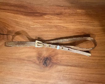 Ceinture en métal doré vintage - Ceinture réglable de 81 cm (32 po.), disco glam des années 70-80, boucle dorée brillante, accessoire tendance rétro