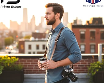 Cowhide Dual Camera Harness | Leather Strap Wedding Photo Gift | Luxury Anniversary Birthday Leaving Retirement