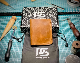 Handmade Brown Leather Card Holder – Slim Minimalist Wallet