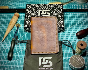Handmade Brown Leather Bi-Fold Wallet, Passport Holder