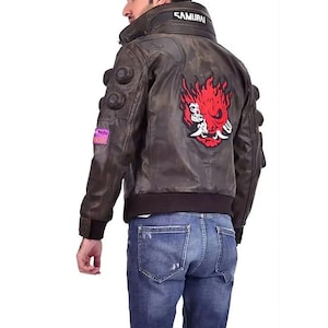 Cyberpunk 2077 Samurai Johnny Silverhand Bomber Leather Jacket for Men