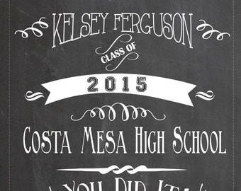 high school graduation chalkboard sign printable graduation etsy