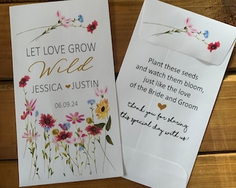 peach flowers and eucalyptus Bridal shower favor set of 15 sp20069 with or without seeds Wedding favor Let love grow seed packet favors