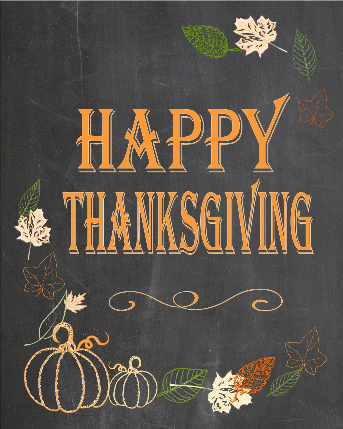Happy Thanksgiving Chalkboard Poster Sign Yard Sign Instant Etsy