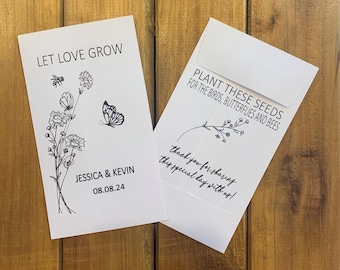 Butterfly Bee Wedding seed packet Let love grow Wedding favor, Bridal shower, with or without seeds (set of 15) sp20121