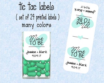 Wedding Favor Mint to be tic tac labels, stickers customized - (set of 24 printed labels) - Weddings, Bridal shower, Anniversary TIC78841