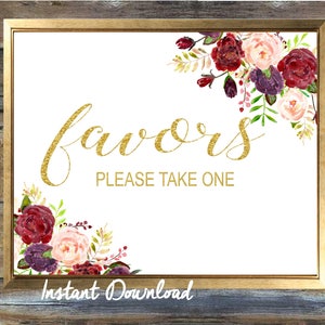 Wedding favor sign, please take one, Gold Lettering sign - Instant download Printable - poster AOC20010