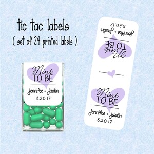 stickers customized Wedding Favors 24 Tic tac labels Mint to be 