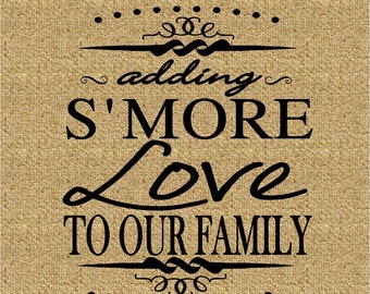 S'more love to our family rustikale Sackleinen Babypartybevorzugung Tag 3 "x 3" - Sofortiger Download Printable - Sackleinen sm5045 DIY (1- PDF-Datei)