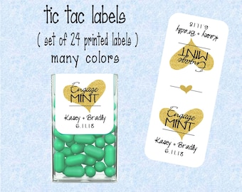 Engagement, Engage mint tic tac labels, favors  stickers customized Many colors - (set of 24 printed labels) - Weddings,  TIC78865