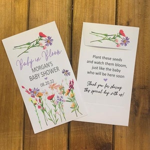 Baby shower Wildflowers seed packet favors, baby announcement, with or without seeds (set of 15), sp20116