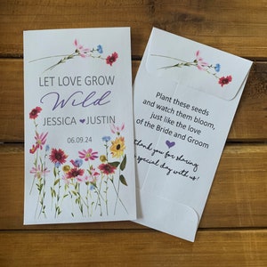 Wild Flowers Wedding Let love grow wild seed packet favors, Bridal shower favor, with or without seeds (set of 15), sp20072