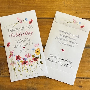 Retirement favor wildflower seed packets, to celebrate your retirement, with or without seeds (set of 15), sp20228