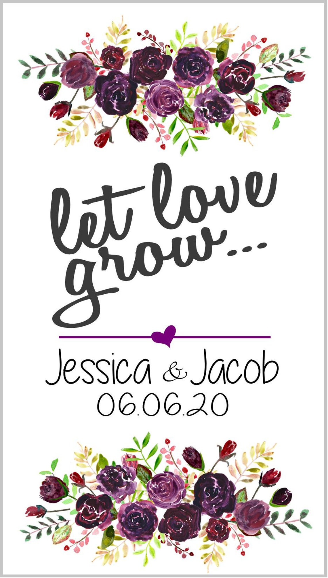 Let Love Grow Wedding Seed Packet Favors Purple Plum Flowers - Etsy