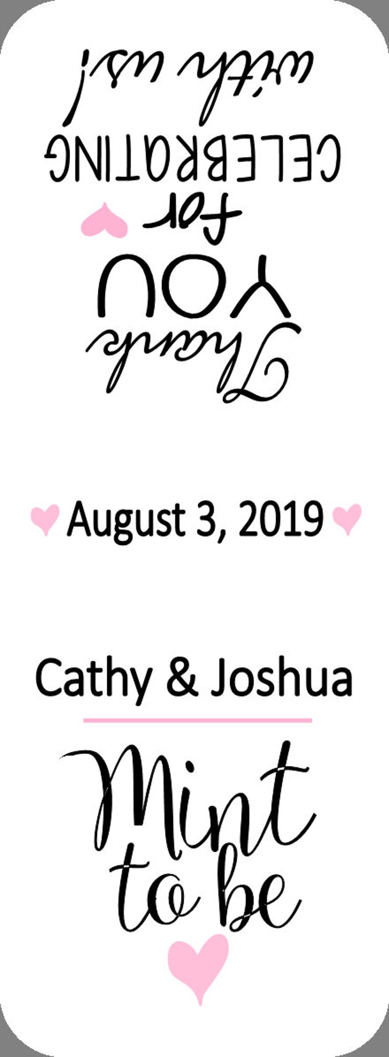 - heart color can change Weddings Bridal shower set of 24 printed labels Mint to be tic tac labels with heart - TIC789148