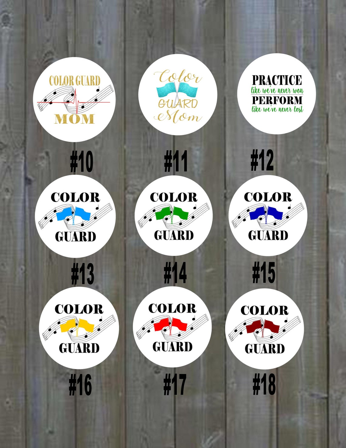 Color Guard Favors, Button Badges With Pin Backs 2.25 Inches (1 Set of ...