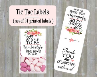 Bridal shower tic tac labels, Bridal shower favor, Mint to be, customized (set of 24 printed labels) Bridal shower,  Wedding TIC789139