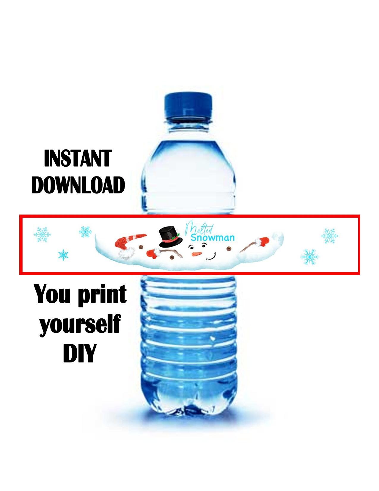 Merry Christmas Water Bottle Labels - Santa, Reindeer, Snowman, Tree -  Digital Art Star