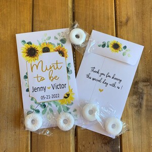Mint to be Sunflower Eucalyptus Wedding favor packets, Bridal shower favor, with or without mints  (set of 15), MT10001 envelope