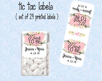 Tic tac labels mint to be, Wedding Favors, stickers customized - (set of 24 printed labels) - Weddings, Bridal shower, Anniversary TIC78904