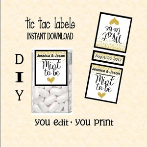 Tic tac labels Mint to be - Wedding- do it yourself - Instant download - you edit - you print,  digital Pdf file) DIY # TIC78824 Confetti