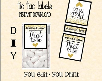 Tic tac labels Mint to be - Wedding- do it yourself - Instant download - you edit - you print,  digital Pdf file) DIY # TIC78824 Confetti