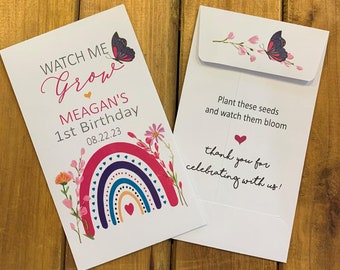 Boho rainbow birthday Wildflowers seed packet favors for a birthday party favor,  with or without seeds (set of 15), sp20130 bright pink