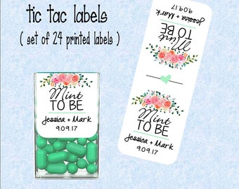 Wedding Favor Mint to be tic tac labels, stickers customized (set of 24 printed labels) Weddings, Bridal shower, Anniversary TIC78848 - mint