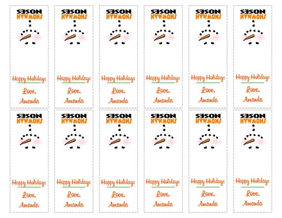 Christmas, Snowman noses, Tic tac labels, Holiday favor, do it yourself - Instant download - you edit -you print,digital Pdf file #TIC789126