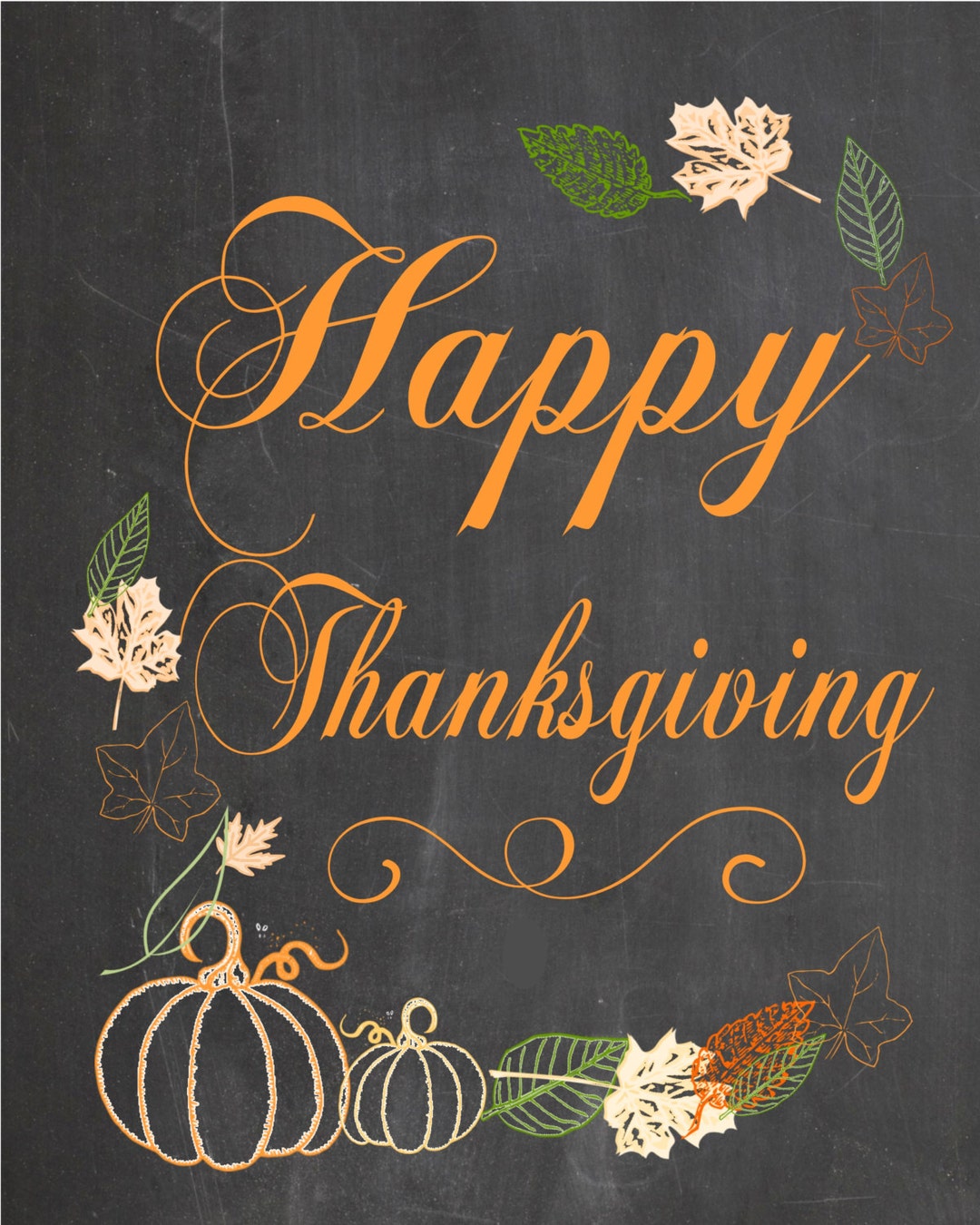thankseverythingページ Happy Thanksgiving Chalkboard Poster, Sign - Yard Sign Instant