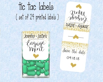 Save the date, Engagement, Engage mint tic tac labels, favors  stickers, Many colors - (set of 24 printed labels) - Weddings,  TIC78880