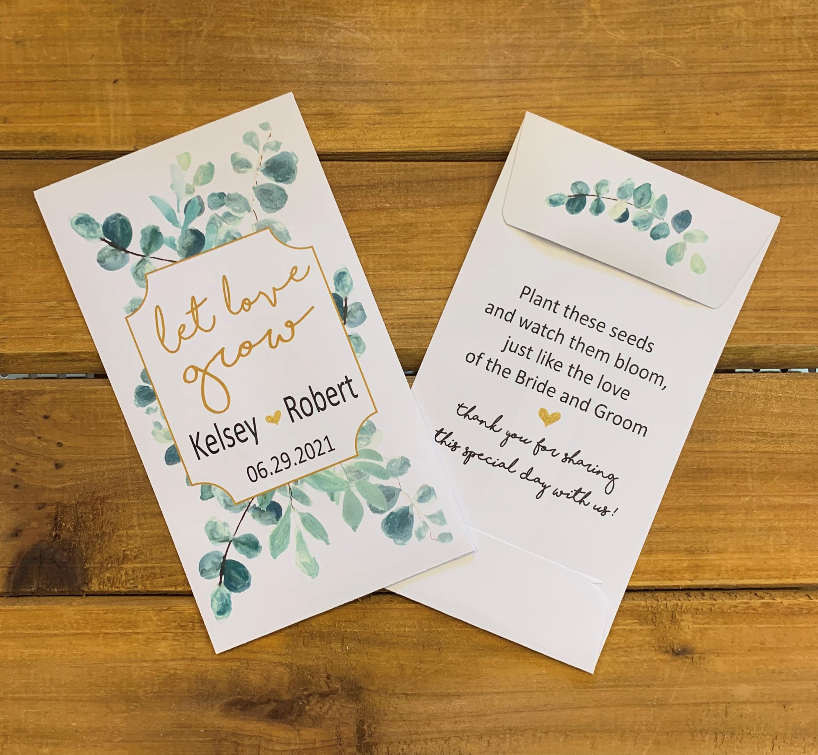 Eucalyptus Wedding Let love grow wildflower seed packet favors, Brida…