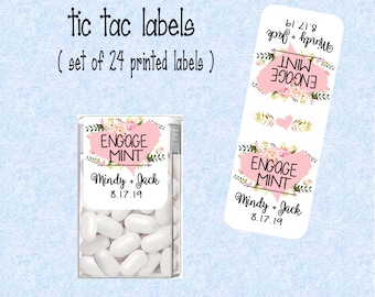 Engagement, Engage mint tic tac labels, favors  stickers, Many colors - (set of 24 printed labels) - Weddings,  TIC789145