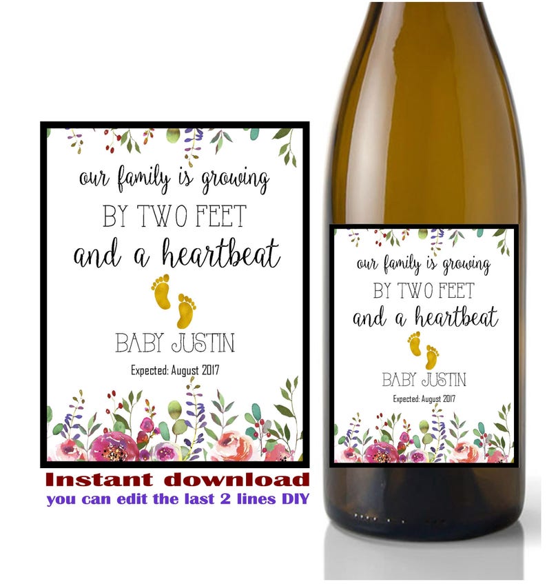 Pregnancy Announcement Wine Label Baby Announcement Adding Etsy