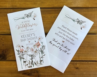 Baby shower seed packet favor a little wildflower on her way, baby sprinkle comes with or without seeds (set of 15),sp20162