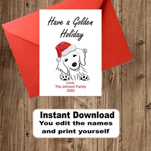 Tenha um Golden Holiday, cartão Golden retriever, faça você mesmo - Download instantâneo - você edita - você imprime, arquivo PDF digital #cd20001