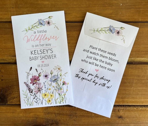 Baby shower a little wildflower is on her way seed packet favor, baby sprinkle comes with or without seeds (set of 15),sp20164