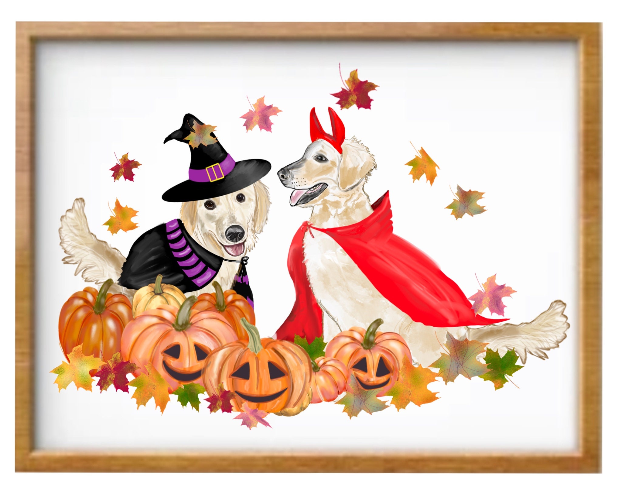 Halloween Golden Retriever in Costumes Digital Print. Instant Download ...