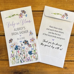 Wildflowers Bridal Shower Love is in Bloom seed packet favors blue, purple, lavender, pink flowers with or without seeds (set of 15) sp20212