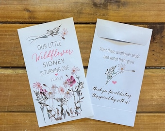 Little wildflower is turning one, Birthday seed packet favors for any age birthday, with or without seeds (set of 15), sp20233