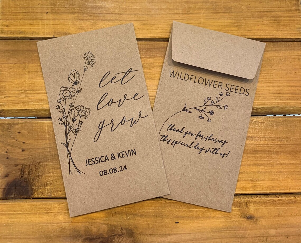 Wildflower Seed Packet Let Love Grow White or Brown Kraft - Etsy