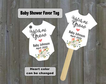 Baby shower or sprinkle favor tag, watch me grow, 2.5H" x 2.13W" -Printed (set of 25 tags) t210052 - with or without hole punched