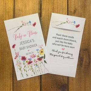 Baby shower Wildflowers seed packet favors, baby in bloom,  baby announcement, with or without seeds (set of 15), sp20118