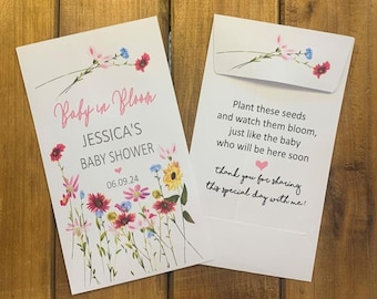 Baby shower Wildflowers seed packet favors, baby in bloom,  baby announcement, with or without seeds (set of 15), sp20118
