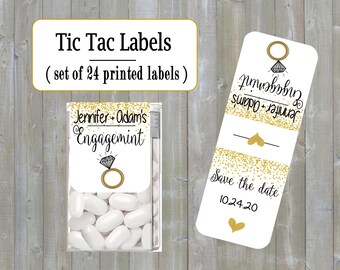 Engagement, Engage mint tic tac labels, favors, ring, stickers, save the date Many colors - (set of 24 printed labels) - Weddings, TIC789158
