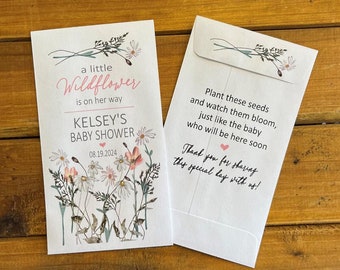 Baby shower  a little wildflower on her way, seed favor, baby sprinkle comes with or without seeds (set of 15) sp20162-pink