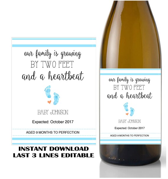 Pregnancy Announcement Wine Label, Baby Announcement, Adding Two.