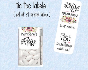 Retirement favor, tic tac labels, retire mint stickers labels customized (set of 24 printed labels) TIC78900 tic tac labels