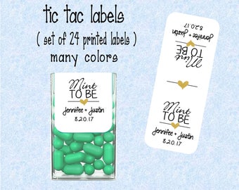 Wedding Favor Mint to be tic tac labels, stickers customized - (set of 24 printed labels) - Faux gold, Bridal shower, Anniversary TIC78858